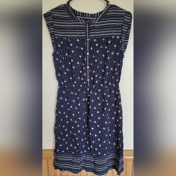 Loft Outlet Women's Navy Blue and White Button-Up Dress Size Small Petite - Picture 1 of 6
